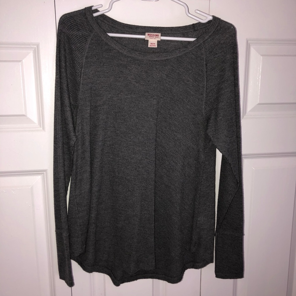 Waffle print grey long sleeve